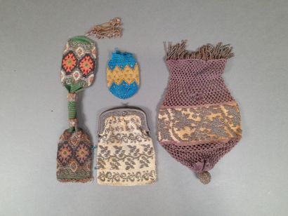 Set of three purses and a small macramé bag...