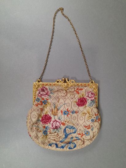 Petit point tapestry evening bag decorated...