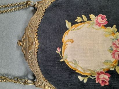Lot including : 
- A petit point tapestry...