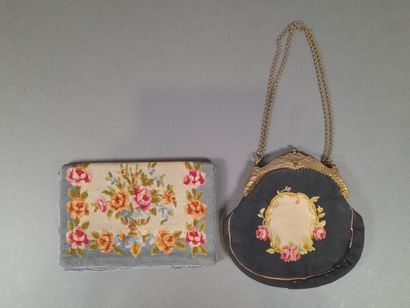 Lot including : 
- A petit point tapestry...