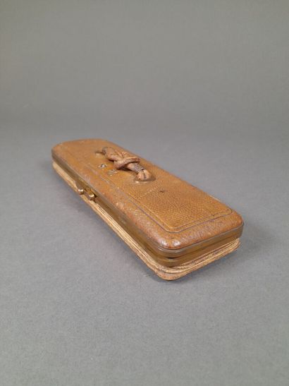 Gusseted glove box in light brown grained...