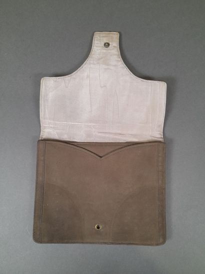 Set of two suede clutches, one in light brown,...