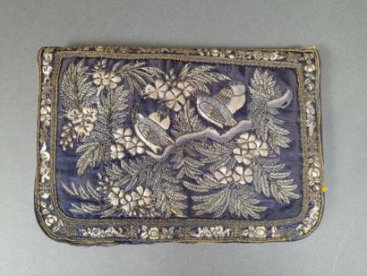 Evening clutch in silk satin with an Asian-inspired...