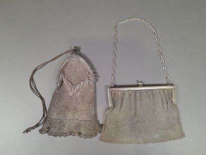 Set of two metal mesh reticule bags with...