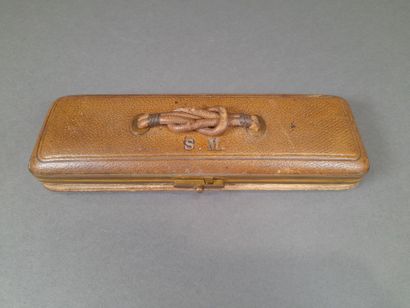 Gusseted glove box in light brown grained...