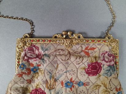 Petit point tapestry evening bag decorated...