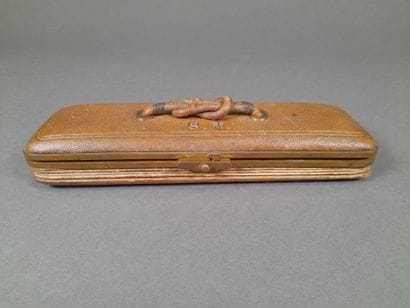 Gusseted glove box in light brown grained...