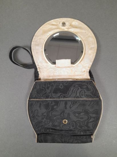 Set of two black fluted silk moiré or shaped...