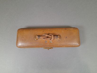 Gusseted glove box in light brown grained...