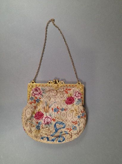 Petit point tapestry evening bag decorated...