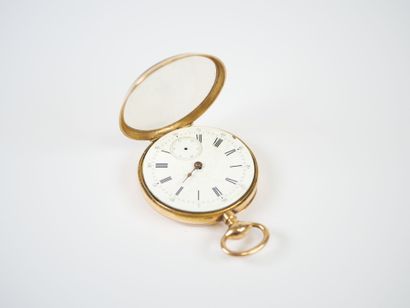 18K yellow gold gousset watch, mechanical...