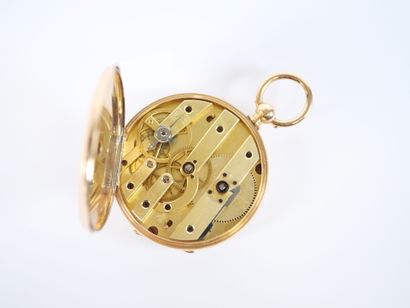 18K yellow gold gousset watch, mechanical...