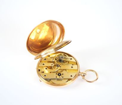 18K yellow gold gousset watch, mechanical...