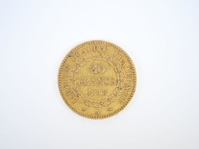 20 franc gold coin, Genie, 1848 A.