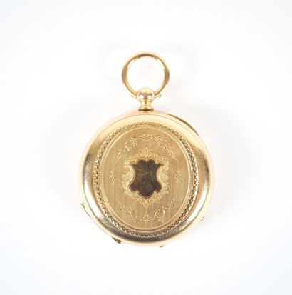 18K yellow gold gousset watch, mechanical...