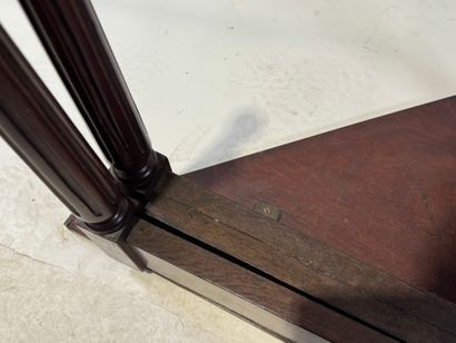 Triangular console table in molded mahogany,...