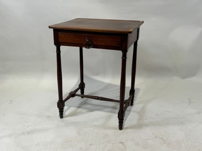 Small wooden child's desk opening with one...