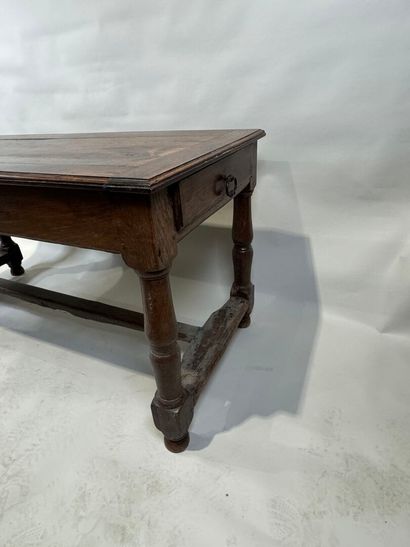 Rectangular molded oak table opening with...