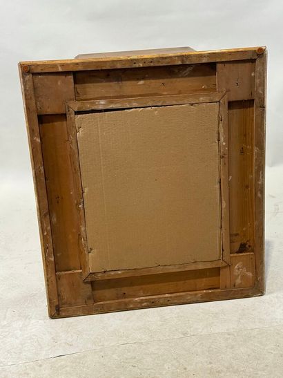 Wood and gilded stucco mirror with foliage...