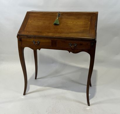 Sloping desk in cherrywood, the upper part...