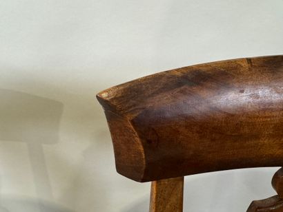 Set of four walnut chairs, straw seat, openwork...