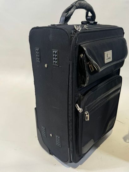 LANCEL.
Black canvas and leather travel case...