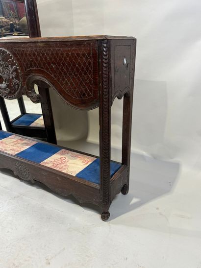 Molded and carved walnut console and mirror...