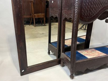 Molded and carved walnut console and mirror...