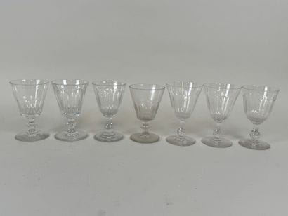 Sept verres à eau en cristal et verre.
Fin...