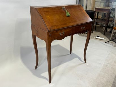 Sloping desk in cherrywood, the upper part...