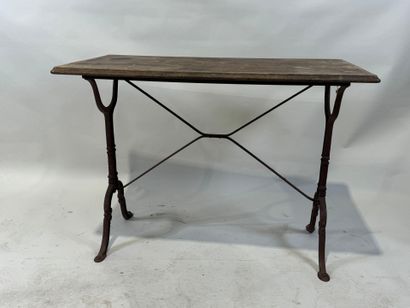 Rectangular bistro table, oak top, cast-iron...