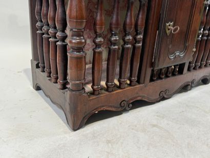 Provençal openwork walnut bread cabinet opening...