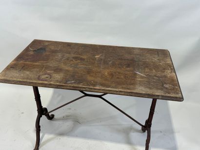 Rectangular bistro table, oak top, cast-iron...