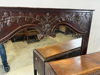 Molded and carved walnut console and mirror...