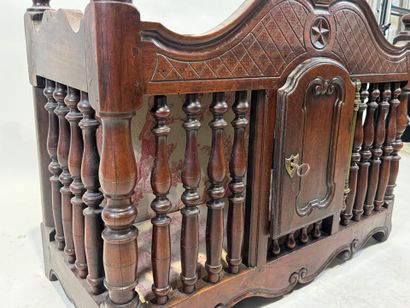 Provençal openwork walnut bread cabinet opening...