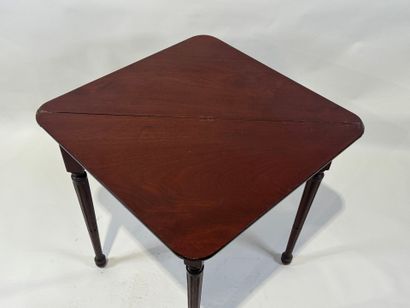 Triangular console table in molded mahogany,...