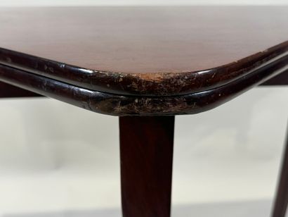 Triangular console table in molded mahogany,...
