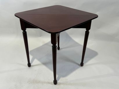 Triangular console table in molded mahogany,...