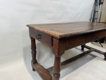 Rectangular molded oak table opening with...