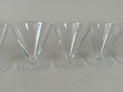 LALIQUE.
Series of 6 conical crystal glasses...