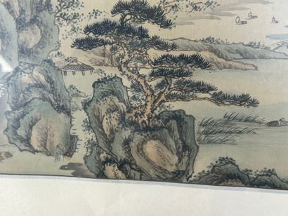 JAPON, début XXe.
Paysage.
Estampe sur soie...