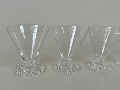 LALIQUE.
Series of 6 conical crystal glasses...
