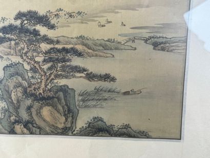 JAPON, début XXe.
Paysage.
Estampe sur soie...