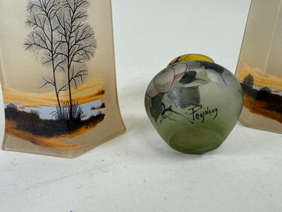 Small lot of painted glassware including:...