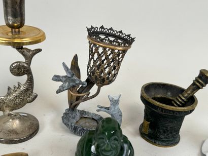 Lot of various objects including candlesticks,...