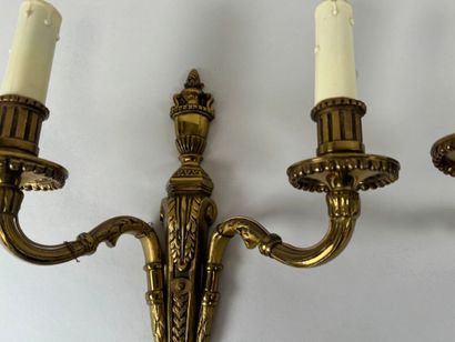 Paire d'appliques en bronze doré à deux bras...