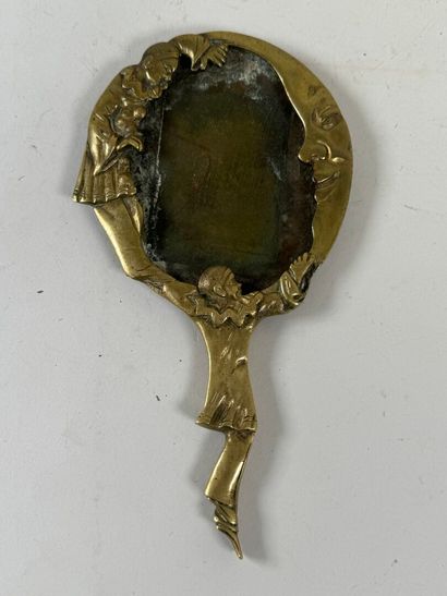 Small bronze faceplate with Pierrots and...