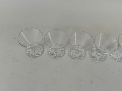 LALIQUE.
Series of 6 conical crystal glasses...