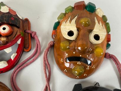 CORÉE, XXe.
Série de 4 masques de théâtre...