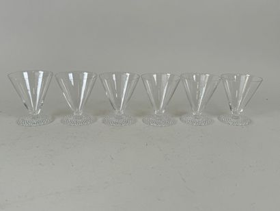 LALIQUE.
Series of 6 conical crystal glasses...